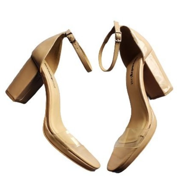 Laundry List Women's Clear Wide Single Strap Block Heels Sandals Nude Size 11M - Picture 2 of 11